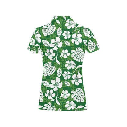 Hawaiian Themed Pattern Print Design H016 Women's Polo Shirt