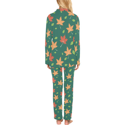 Maple Leaf Pattern Print Design 04 Women's Long Pajama Set