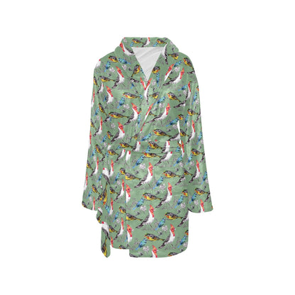 Birds Pattern Print Design 07 Women's Fleece Robe