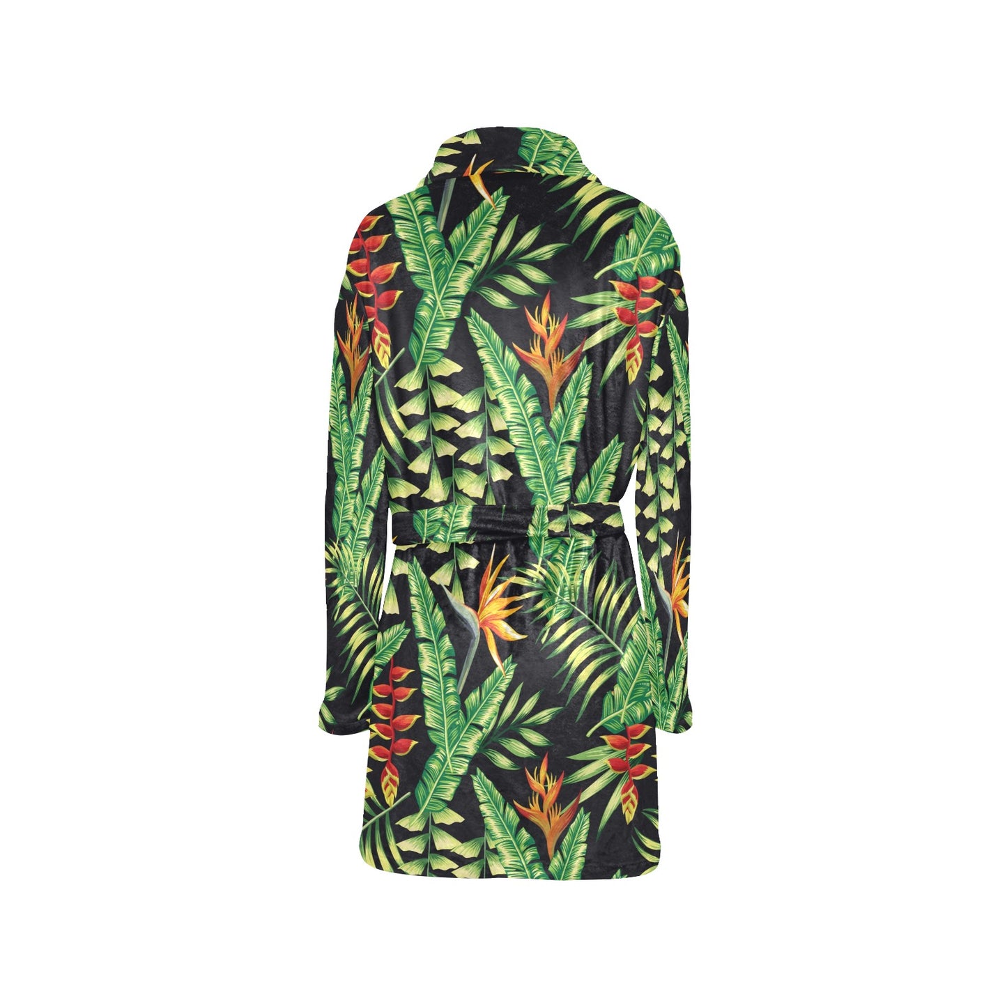 Hawaiian Flower Tropical Palm Leaves Women's Fleece Robe