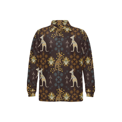 Kangaroos Pattern Print Design 03 Long Sleeve Polo Shirt For Men's