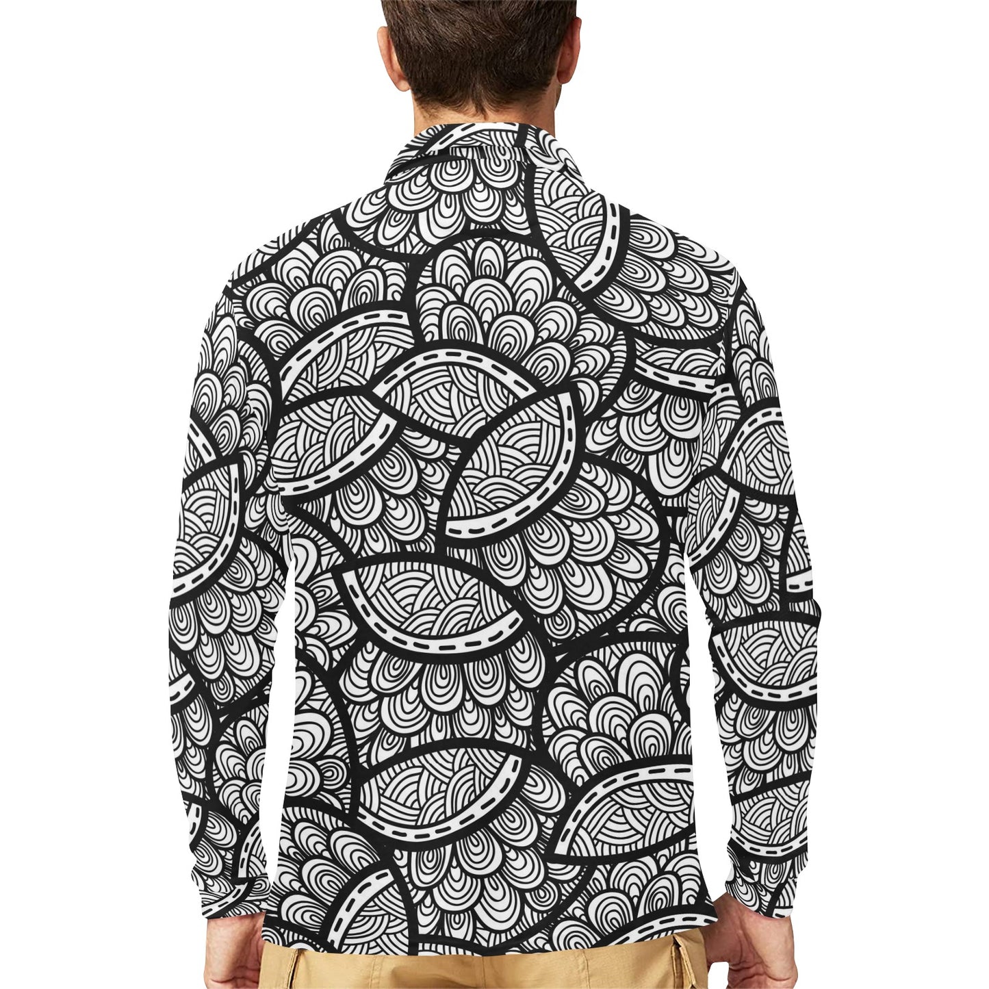 Polynesian Pattern Print Design A01 Long Sleeve Polo Shirt For Men's