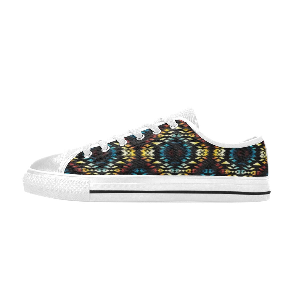 Tribal Pattern Print Design LKS309 Women's White Low Top Shoes