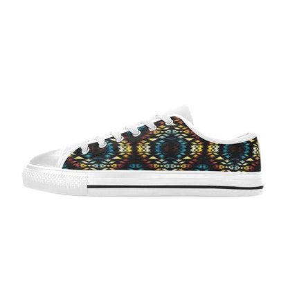 Tribal Pattern Print Design LKS309 Women's White Low Top Shoes