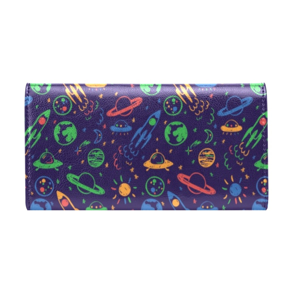 UFO Space Rocket Print Design LKS302 Women's Trifold Wallet