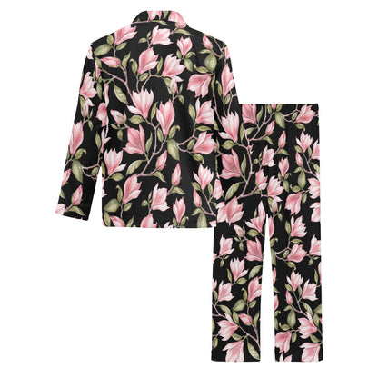 Magnolia Pattern Print Design MAG03 Men's Long Pajama Set