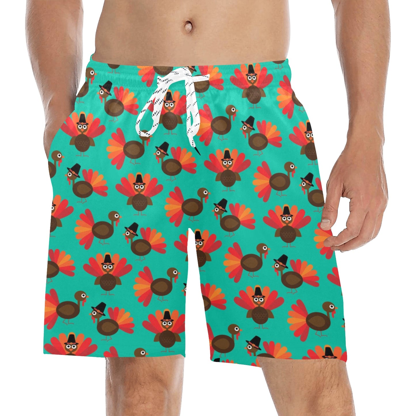 Turkey Print Design LKS402 Men's Swim Trunks Beach Shorts