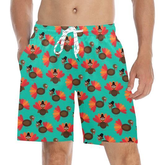 Turkey Print Design LKS402 Men's Swim Trunks Beach Shorts