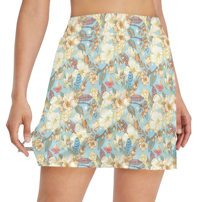 Summer Floral Print Design LKS302 17" Golf & Pickleball Skort with Pockets