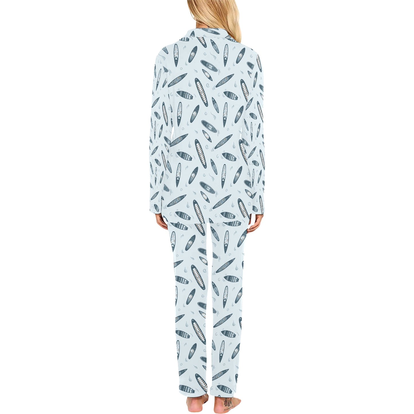 Surfboard Print Design LKS306 Women's Long Pajama Set