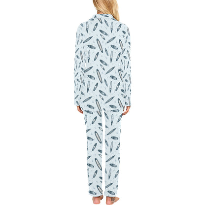 Surfboard Print Design LKS306 Women's Long Pajama Set