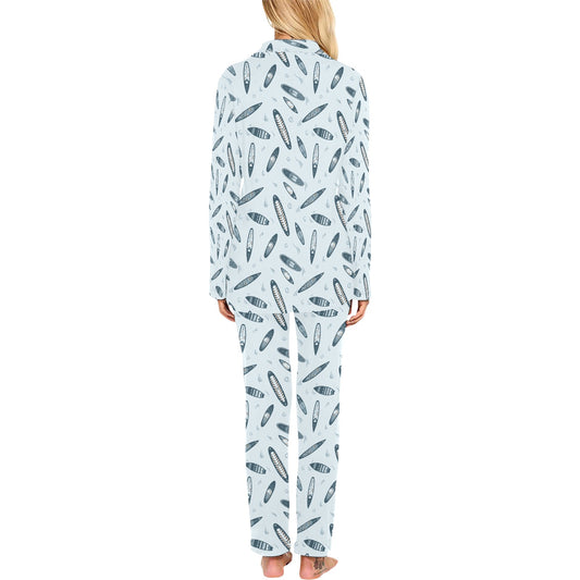 Surfboard Print Design LKS306 Women's Long Pajama Set