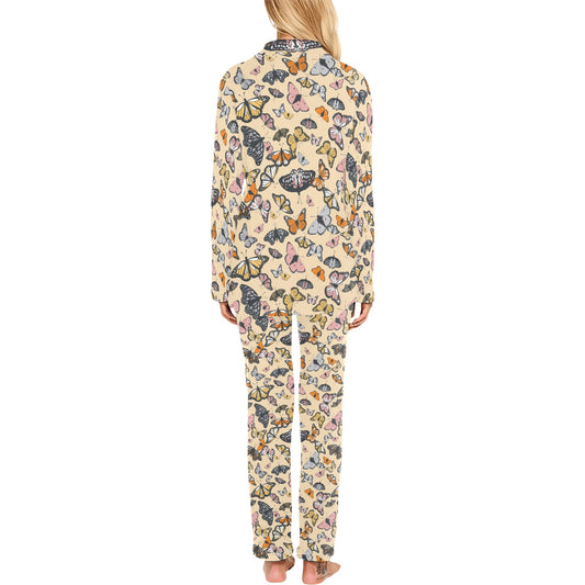 Butterfly Pattern Print Design 04 Women's Long Pajama Set