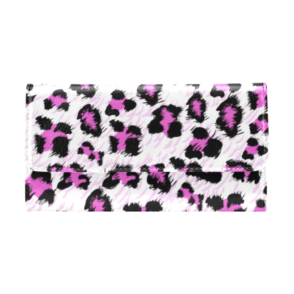 Leopard Pink Skin Print Women's Trifold Wallet