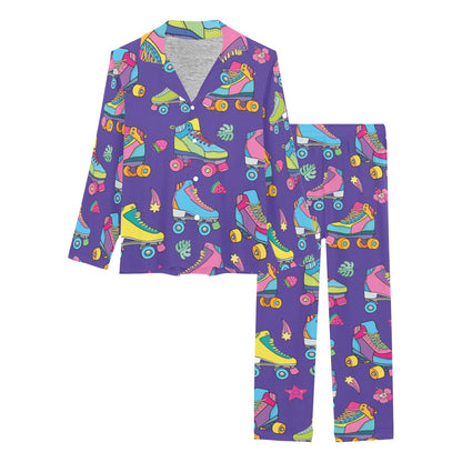 Roller skate Colorful Pattern Print Design A05 Women's Long Pajama Set