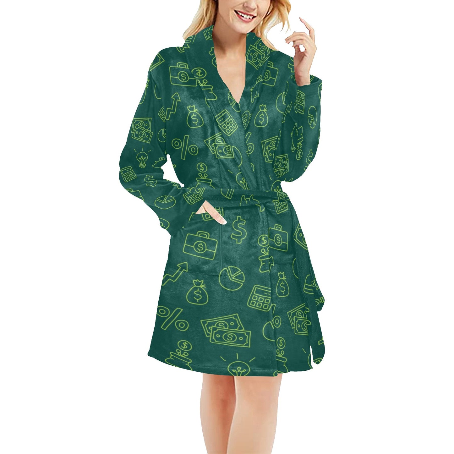 Accounting Financial Pattern Print Design 02 Women's Fleece Robe