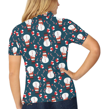 Snowman Print Design LKS301 Women's Polo Shirt
