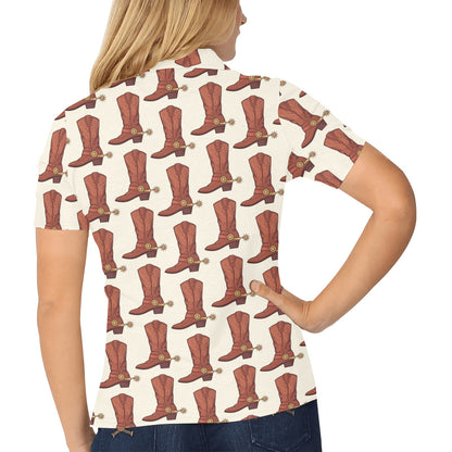 Cowboy Pattern Print Design 06 Women's Polo Shirt