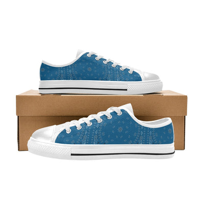 Bandana Blue Print Design LKS301 Women's White Low Top Shoes