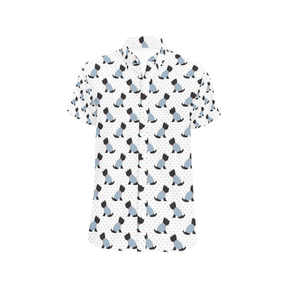 Scottish Terriers Print Design LKS3013 Men Short Sleeve Button Up Shirt