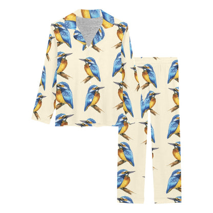Kingfisher Pattern Print Design 01 Women's Long Pajama Set