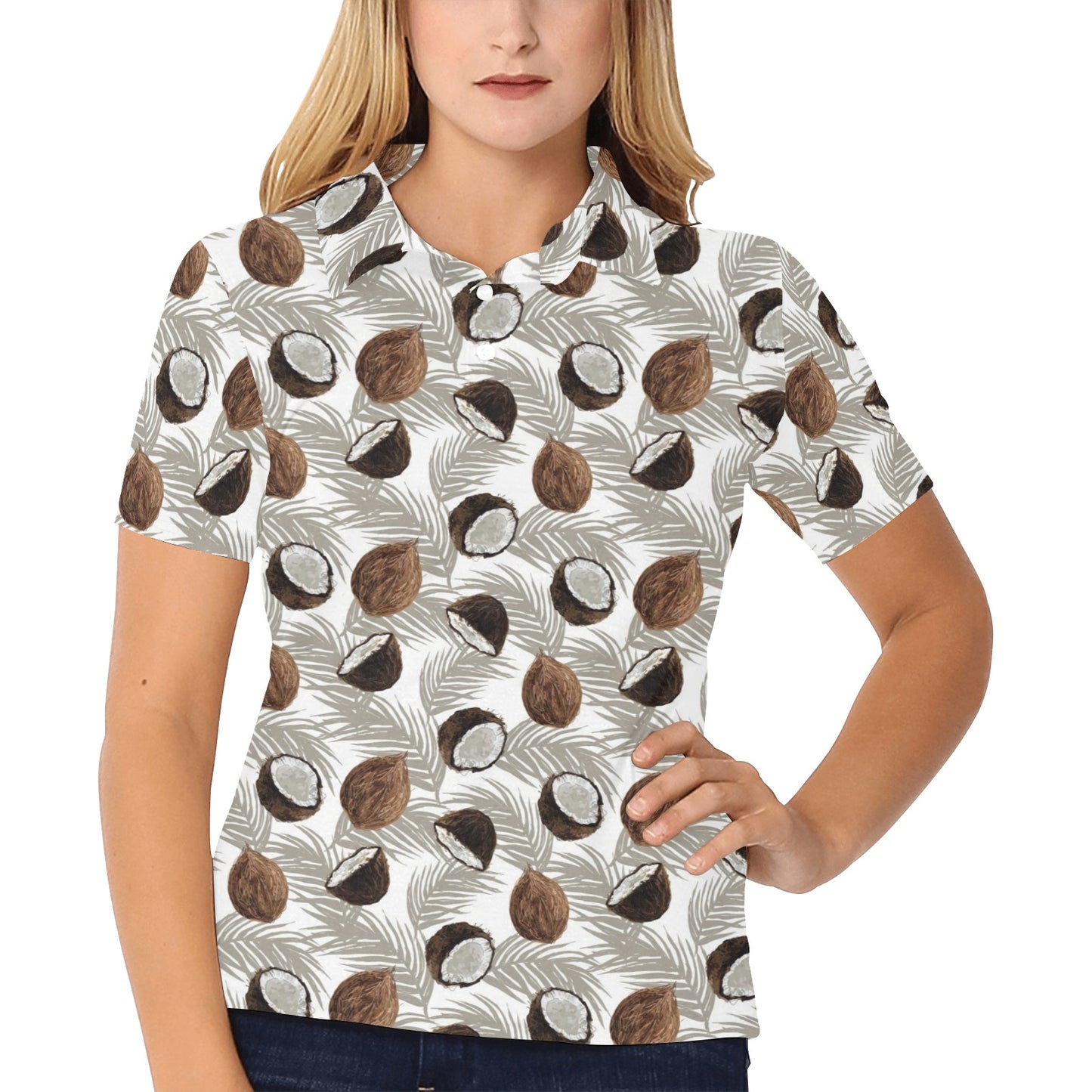 Coconut Pattern Print Design CN03 Women's Polo Shirt