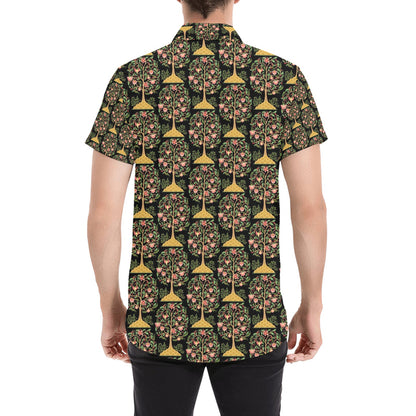 Tree Of Life Print Design LKS303 Men Short Sleeve Button Up Shirt