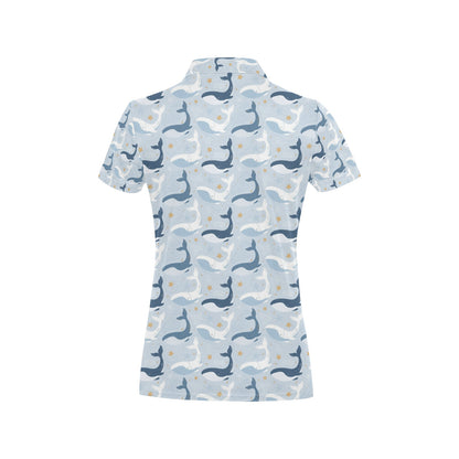 Whale Print Design LKS305 Women's Polo Shirt