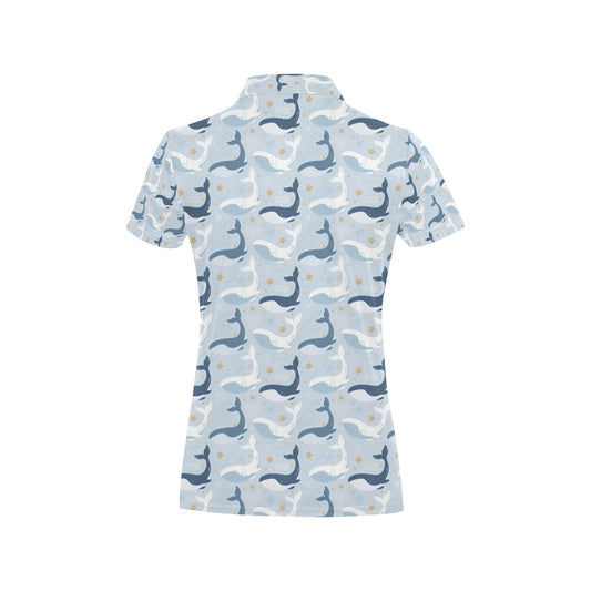Whale Print Design LKS305 Women's Polo Shirt