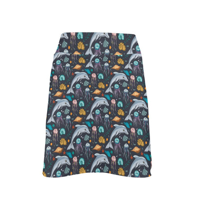Underwater Dolphin Print Design LKS304 17" Golf & Pickleball Skort with Pockets
