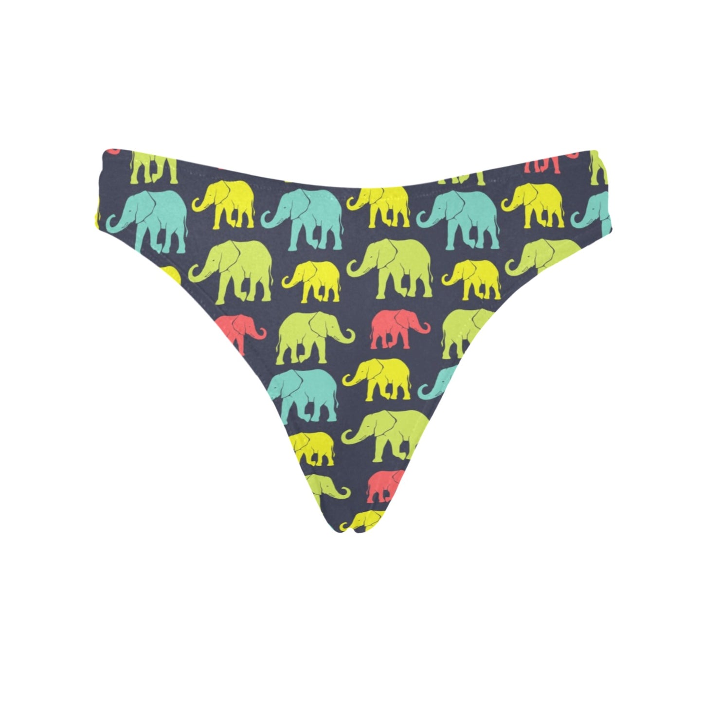 Elephant Neon Color Print Pattern Women's Thongs