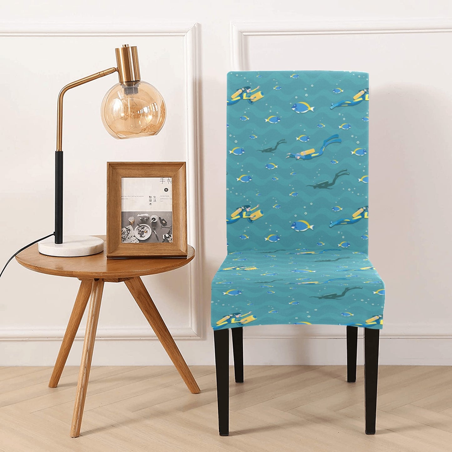 Scuba Driving Pattern Print Design LKS306 Dining Chair Slipcover