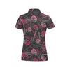 Bass Guitar Pink Rose Pattern Print Design 01 Women's Polo Shirt