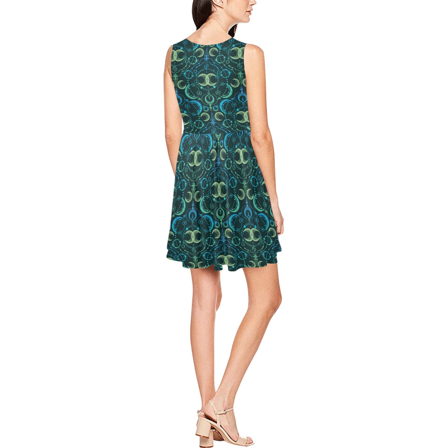 Celestial Pattern Print Design 07 Sleeveless Dress