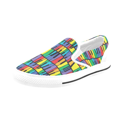 Piano Print Design LKS402 White Slip Ons Canvas Women's Shoes