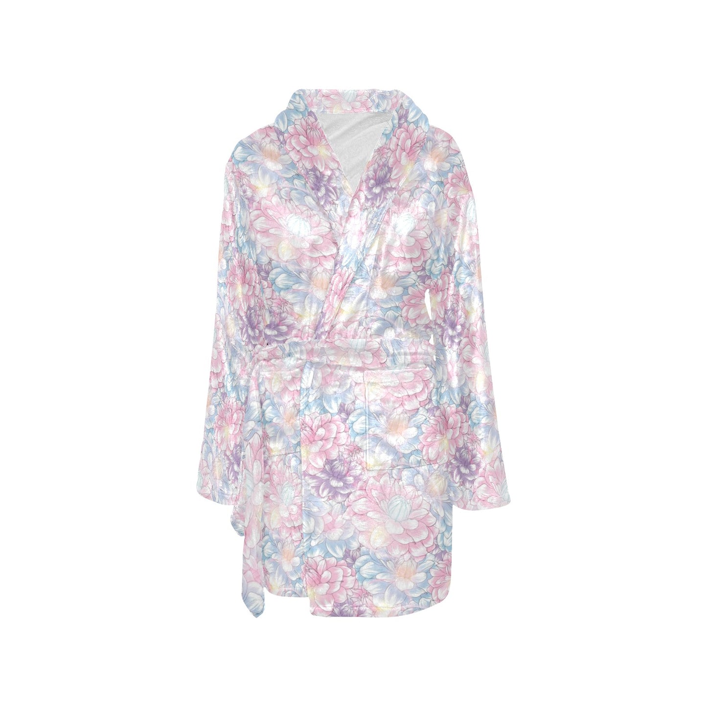 Dahlia Pattern Print Design 01 Women's Fleece Robe