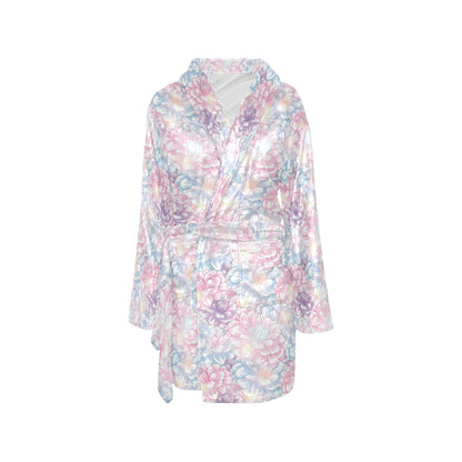 Dahlia Pattern Print Design 01 Women's Fleece Robe