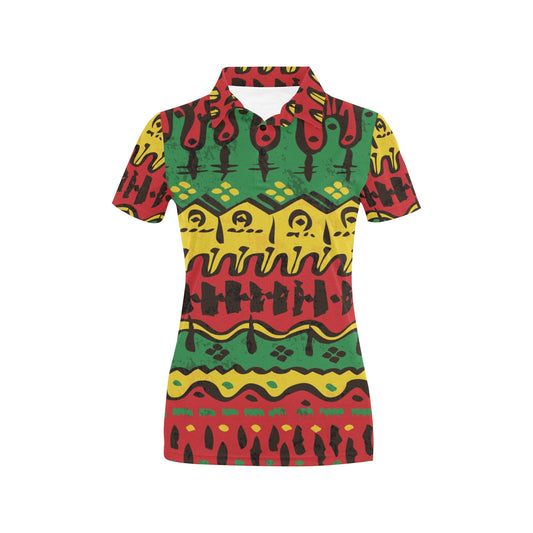 Rasta Pattern Print Design A01 Women's Polo Shirt