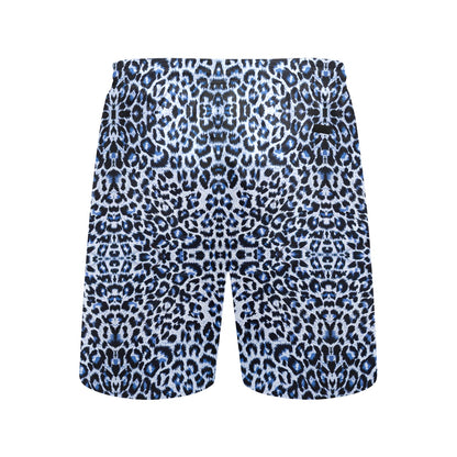 Leopard Blue Skin Print Men's Swim Trunks Beach Shorts