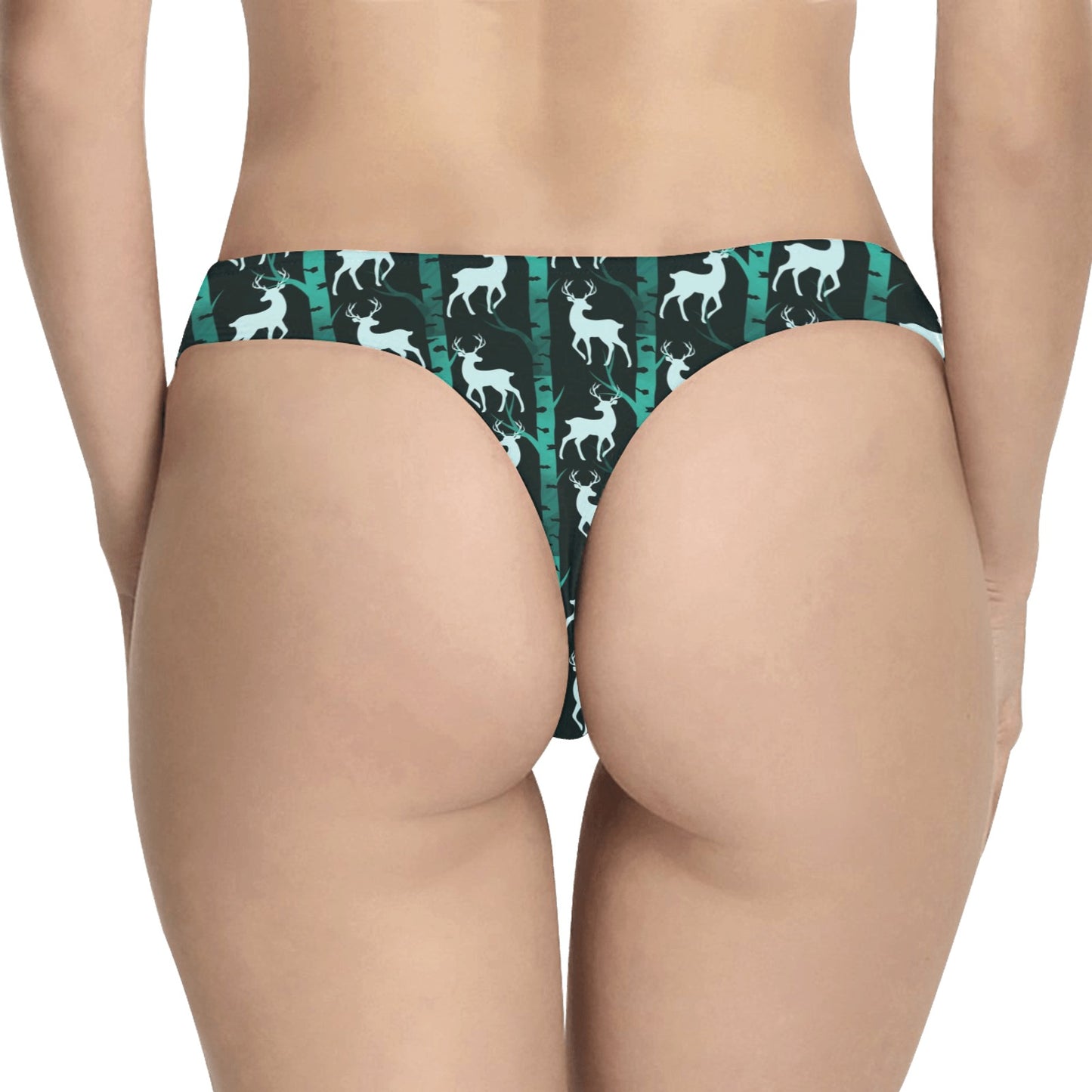 Deer Jungle Print Pattern Women's Thongs