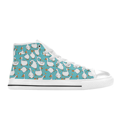 Goose Print Design LKS403 Men's High Top Canvas Shoes