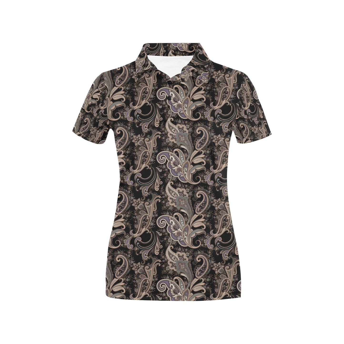 Paisley Mandala Design Print Women's Polo Shirt