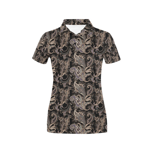 Paisley Mandala Design Print Women's Polo Shirt