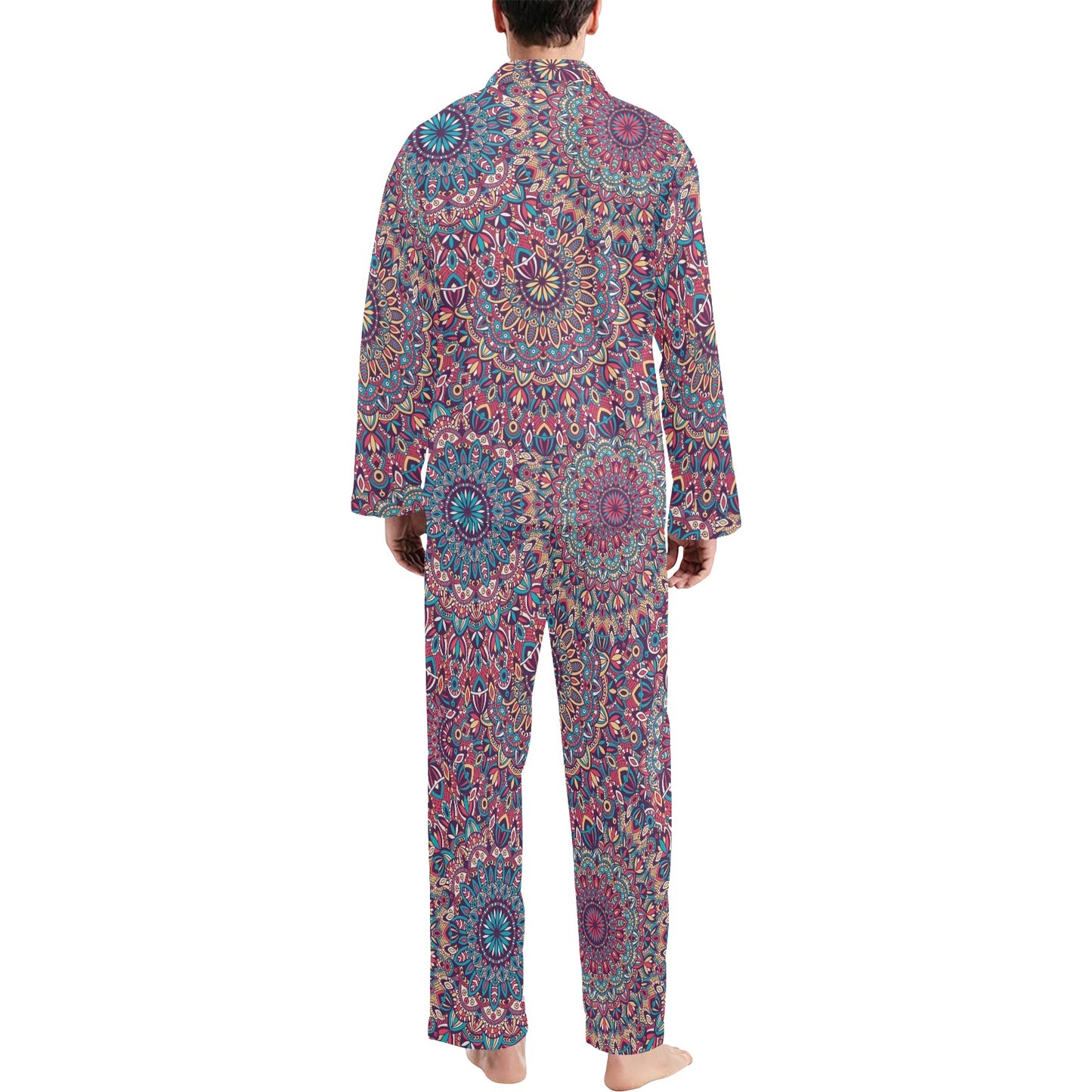 Boho Pattern Print Design 05 Men's Long Pajama Set