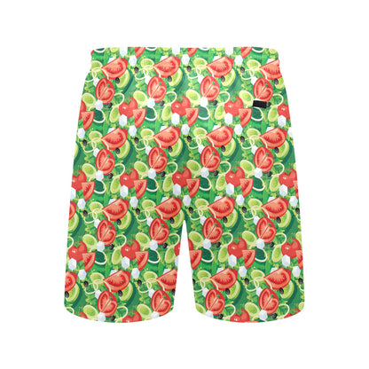 Vegan Salad Themed Design Print Men's Swim Trunks Beach Shorts