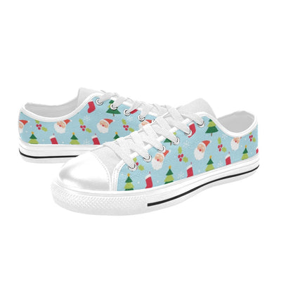 Santa Themed Print Design LKS301 Women's White Low Top Shoes