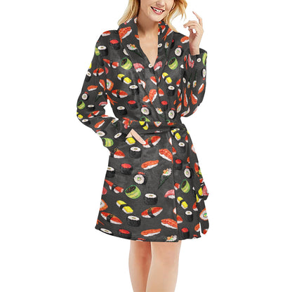 Sushi Design Print Women's Fleece Robe