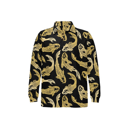 KOI Fish Pattern Print Design 03 Long Sleeve Polo Shirt For Men's