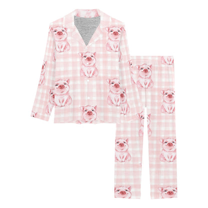 Pig Baby Pattern Print Design 01 Women's Long Pajama Set