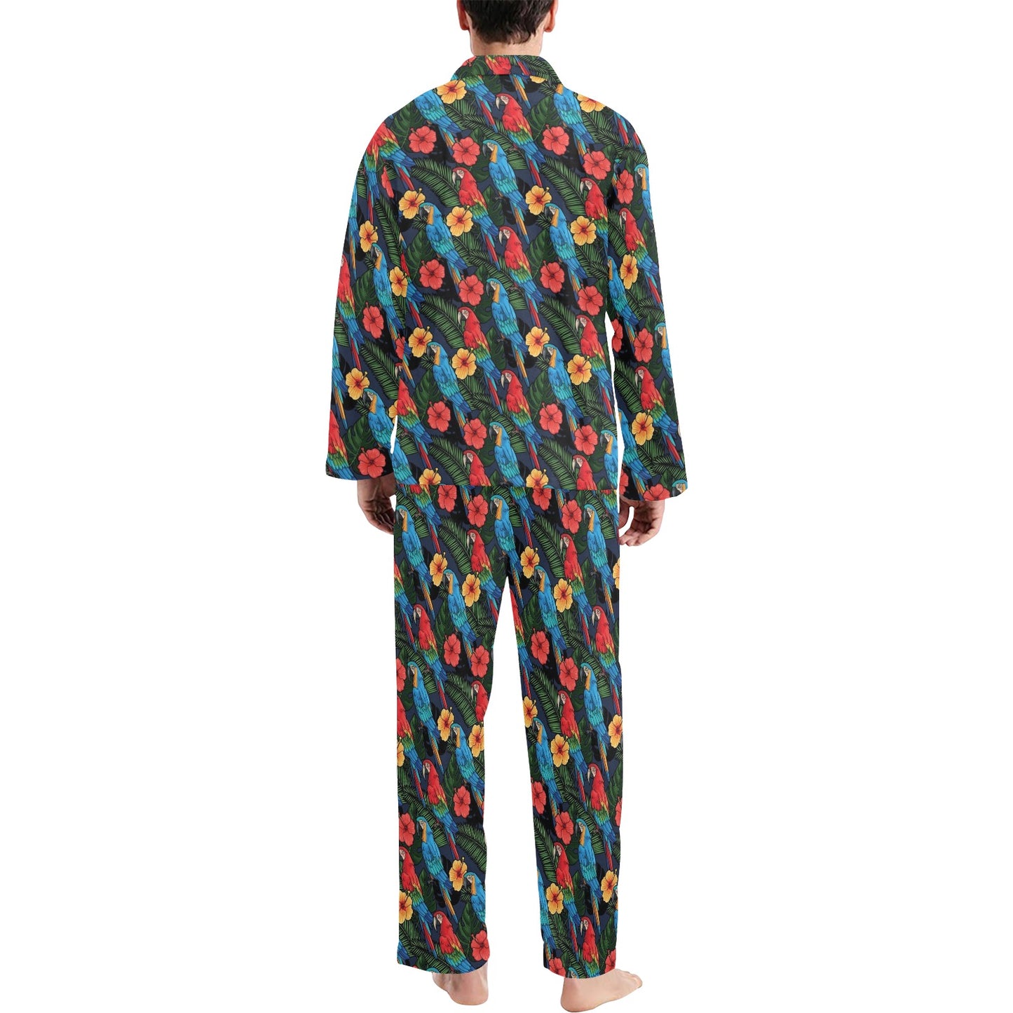 Parrot Pattern Print Design A01 Men's Long Pajama Set